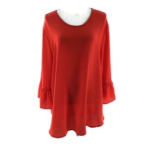 Ces Femme Women’s Red Top Bell Sleeves Size 2XL